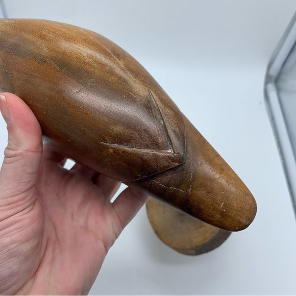 Vintage Carved Wood Bird Figurine Signed Plover By Ty 1989 - Picture 4 of 5